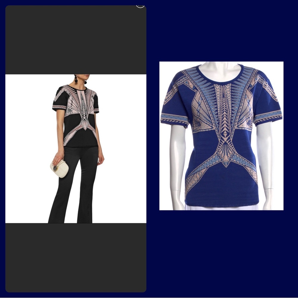 Hervé Leger Stretchy T-Shirt BLUE, Small